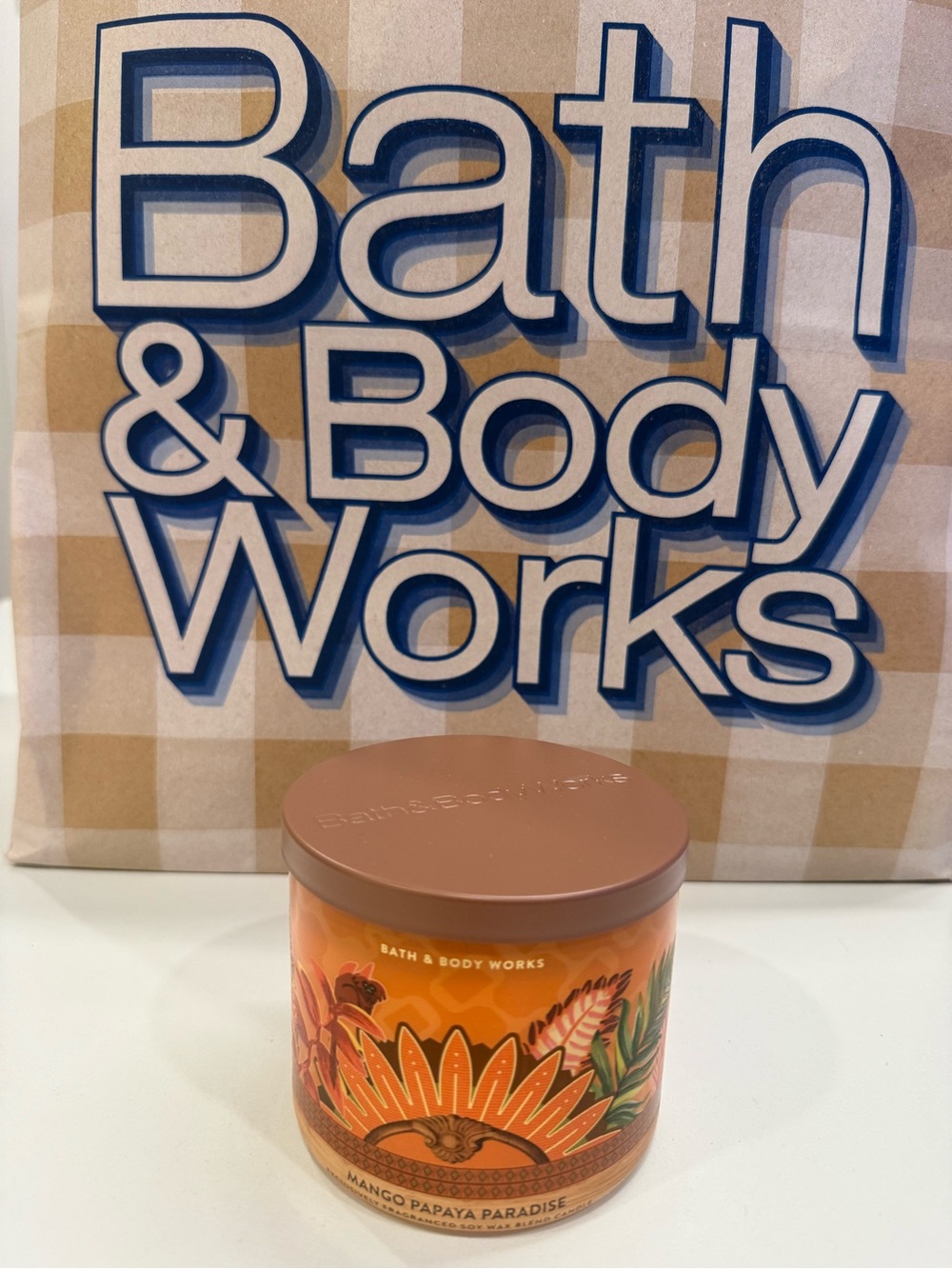 Bath & Body Works Mango Papaya Paradise Jar Candle - Orange & Brown